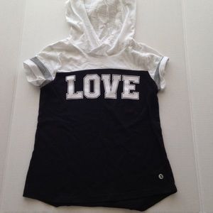 Xersion Black and White "Love" T-Shirt with Hood